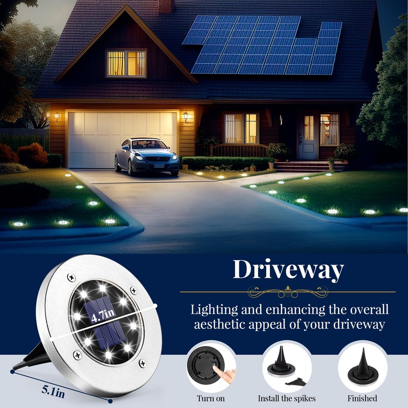 SOLPEX Solar Ground Lights, 16 Pack Solar Lights Outdoor Waterproof,