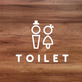 nicotto Room Sign, Door Sticker, Toilet, Sticker, Simple, Cute, Pictogram Style, Men, Women, Cut Letters, Cutting Sheet, 3.4 x 4.3 inches (8.6 x 11 cm), Outdoor, Indoor (White)