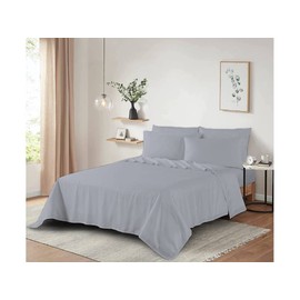 DAZZLE COLLECTION 100% Egyptian Cotton Sheet 200 Thread Count Bed Flat Sheet Hotel Quality Bedding Set Soft & Crisp Cotton Caravan Campervan (Single Flat Sheet, Silver)