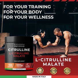 Bandini® L-Citrulline Malate 500g, 3g L-Citrulline Malate Daily Dose, Citrulline Malate Formula in a 2:1 Ratio Perfect for High Intensity Workouts, Flavourless Powder