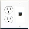 15 Amp Round Power Outlet 1 Port Cat6a Shielded Ethernet