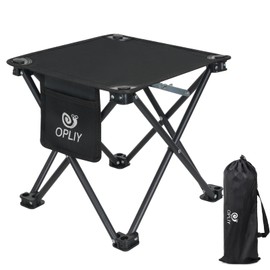 Opliy Camping Stool, Folding Small Chair 13.5 inch Portable Foot Seat for Camping Fishing Hiking Gardening and Beach with Carry Bag (Black, L 13.5")