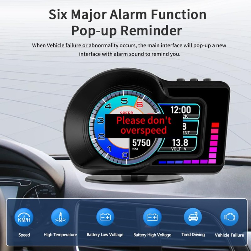 Head Up Display HUD F16 with OBD2 + GPS Dual