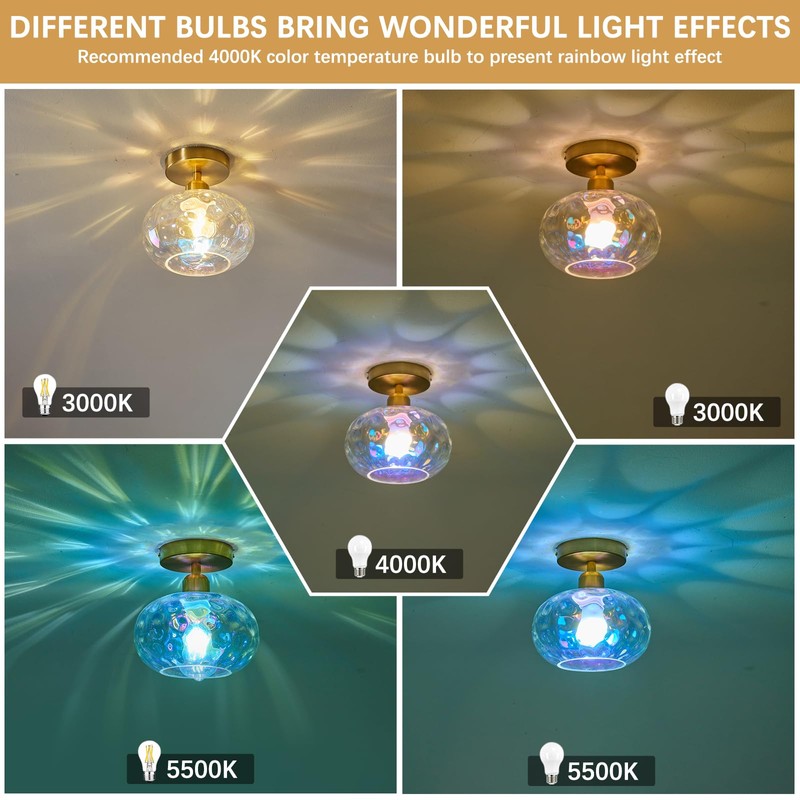 Luafac Vintage Glass Flush Mount Ceiling Light - 2 Pack，7.9