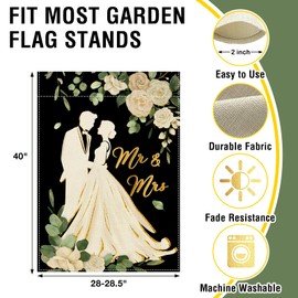 Mr. and Mrs. Just Married Large Decorative House Flag, Romantic