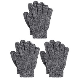 Cooraby 3 Pairs Kid's Winter Gloves Thick Cashmere Warm Knitted Gloves Children Cold Weather Gloves