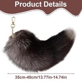 Tomedeks Therian Tail, 40Cm/15.75Inch Shaggy Faux Fur Realistic Fox Tail, Keychain Decorative Therian Tails Long Keychain For Handbag Backpack Cosplay(B)
