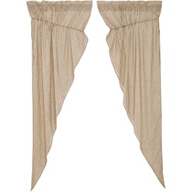 VHC Brands Sawyer Mill Curtain, Prairie Panel Set 84x36x18, Charcoal Black