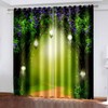 ANAZOZ Curtain Panel with Grommets,2 x 34W x 45H IN,Thermal Curtain Blackout 2 Pack Door and Road Landscape Blackout Curtains for Room Purple Green