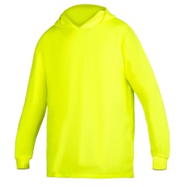 HYCOPROT High Visibility Safety Shirts Long Sleeve Hoodie Sun Protection Construction Work Shirts with Hood for Men Women(Yellow,Large)