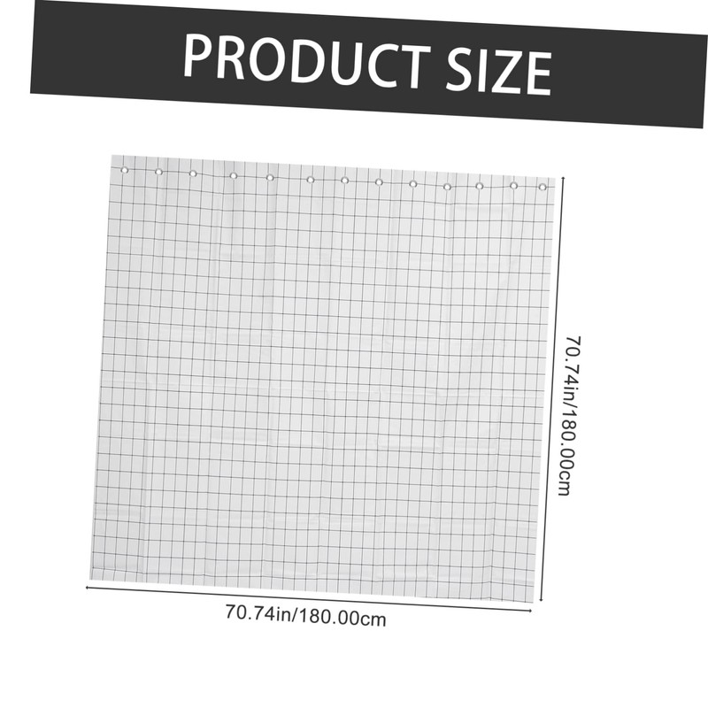 iplusmile 1 Set Grid Design Shower Curtain Kit Black and