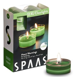Spaas 12 Maxi Scented Clearlights, Tea Lights with Clear Holder, ± 10 Hours - Heart Warmings 0392156.193 Spring Green D 57 mm x H 28 mm