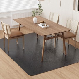 ZPAI Area Floor Mat for Home, 5'×7' Large Black No Slip Waterproof Vinyl Area Rug for Dining Room, Spill Resistant Hard Floor Protector Cover for Mud Room, Easy Clean Splat Mat for Under High Chair