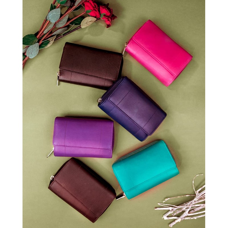 Woodland Leathers Purses for Women, Real Leather RFID Protection Small