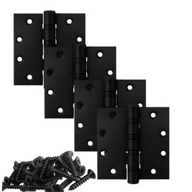4"x 4inch (102 x102 mm) Black Door Hinges, Stainless Steel 4 in Heavy Duty Ball Bearing NRP with Square Corner for Residential Commercial Exterior and Interior Doors Opening and Closing-4 Pack