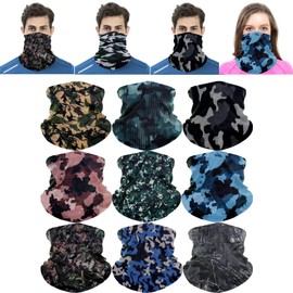 DEMIL Neck Gaiter (6 or 9 Pack) Face Cover Men Women Scarf Mask Headbands Balaclava Head Wraps Bandanas Gator Hair Headwear ((9pack) Camouflage, One Size)
