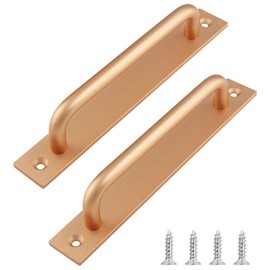 Jiozermi 2 Pack Sliding Barn Door Handle with Plate, 7 Inch Gate Door Handle, Aluminium Alloy Door Pull Handle for Sliding Barn Door Gate Door, Gold