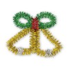 4 Gold Tinsel Bells with a Green Bow