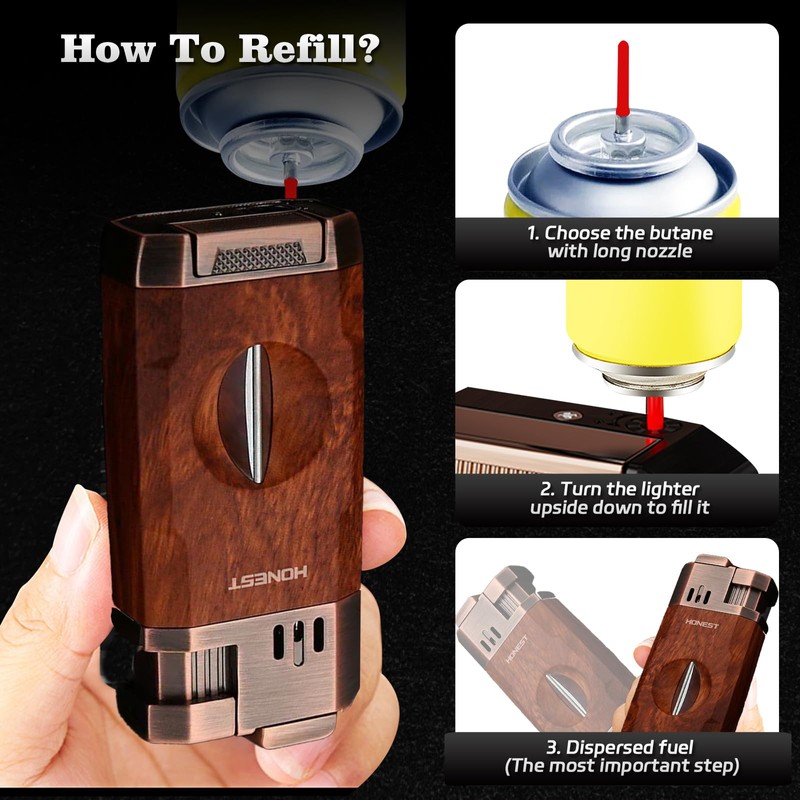 Yaninkle Torch Lighter, Jet Flame, Butane Refillable, Built-in Cutter