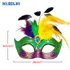 MYSEUNI 2025 Mardi Gras Masks for Women with Feathers- Womens