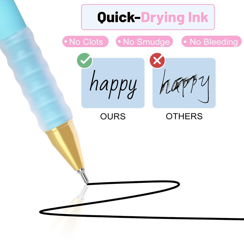 Drawdart 12 Pcs Smooth Writing Pens - 1.0mm Black Ink