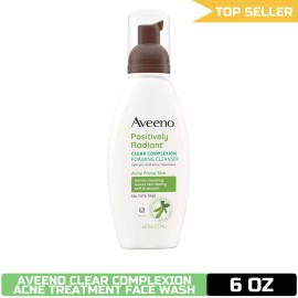Aveeno Clear Complexion Foaming Facial Cleanser with Salicylic Acid, Acne Treatm