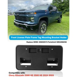 Front License Plate Frame for Chevy Silverado 2500 3500 HD 2024 2025 Front Bumper License Plate Holder Mounting Bracket Cover Replace# 85650573 Partslink# GM1068256