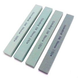 LWCUSNJ 4Pcs Square Sharpening Stone Set -Grits 150#, 180#, 240#, 320# Green Silicon Carbide Honing Whetstone Kit for Moldels, Metal & Knife Cutting Tools (150 * 20 * 10mm)