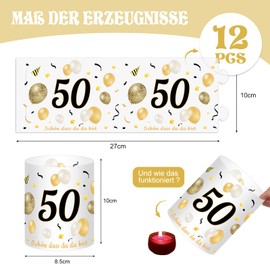 Lantern Table Decoration 50th Birthday Man Woman 12 Lantern Table Decoration 50th Birthday Man Woman Decoration, Schön Dass Du Da Bist Table Decoration, 50th Birthday Happy Birthday Decoration for Tea