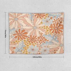 ZhiRain 70s Vintage Flower Tapestry Wall Hanging Retro Floral Hippie Aesthetic Art Tapestries Home Decor for Living Room Bedroom Apartment Farmhouse Dorm 30"x40"