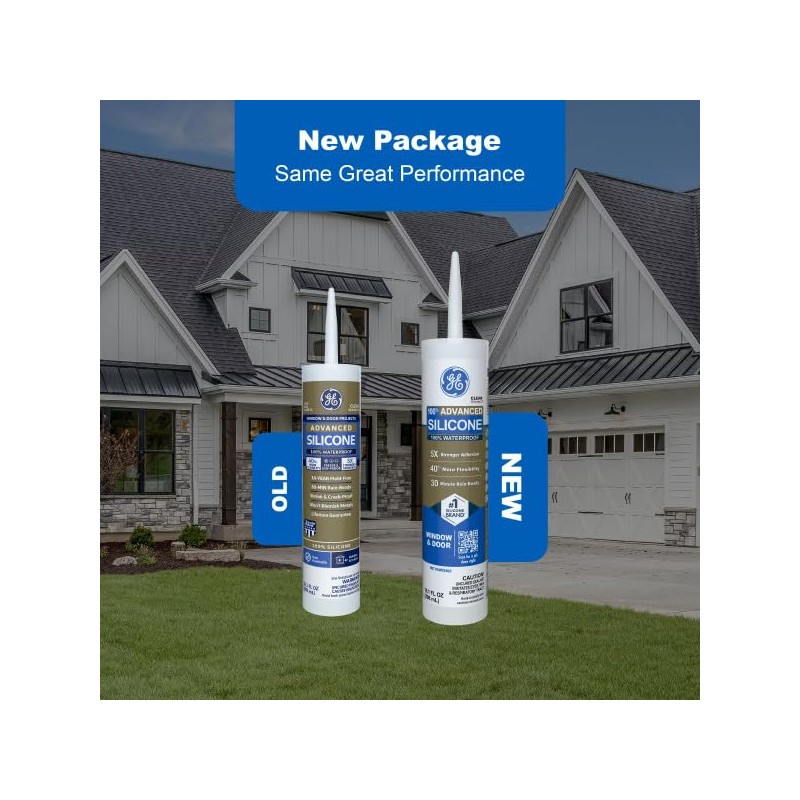 GE Advanced Silicone Caulk for Window & Door, Clear, 10