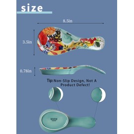 Colorful Hand Painted Spoon Rest Ceramic Large Spoon Holder for Kitchen Counter Stove Top, Dishwasher Safe, Multicolor (1 Pack)