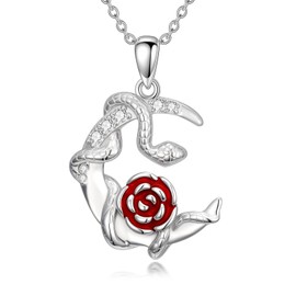 YYmqmq Gothic Snake Moon Necklace for Women Men 925 Sterling Silver Red Rose Pendant Celestial Jewelry Gift for Wife, Girlfriend
