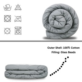 Weighted Blanket (Queen Size 60''x80'' 20lbs), 100% Cozy Cotton Heavy Comforter Blanket with Premium Glass Beads for Individual Between 190-240lbs Adult, for Good Rest and Deep Sleep, Use on