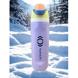 HydraLife Insulated Stainless Steel Water Bottle with Straw, BPA-Free Sports Water Bottle, Great for Travel, 24 Oz (Iced Lilac)