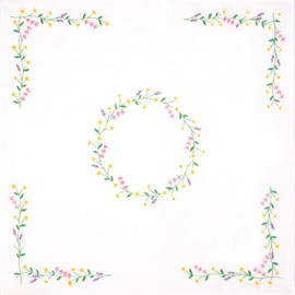 Trimits Embroidery Kit - Tablecloth - Includes Printed Fabric, Threads, Needle & Instructions, 80 x 80cm, Daisy Chain
