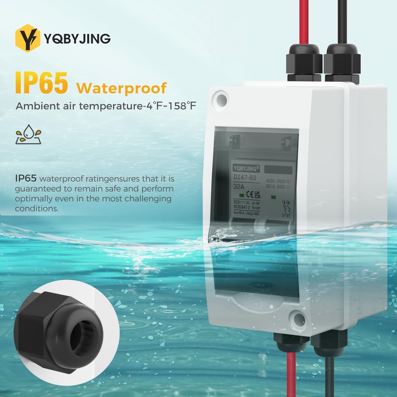 YQBYJING Solar Panel Disconnect Switch 32 Amp 4 Holes DC