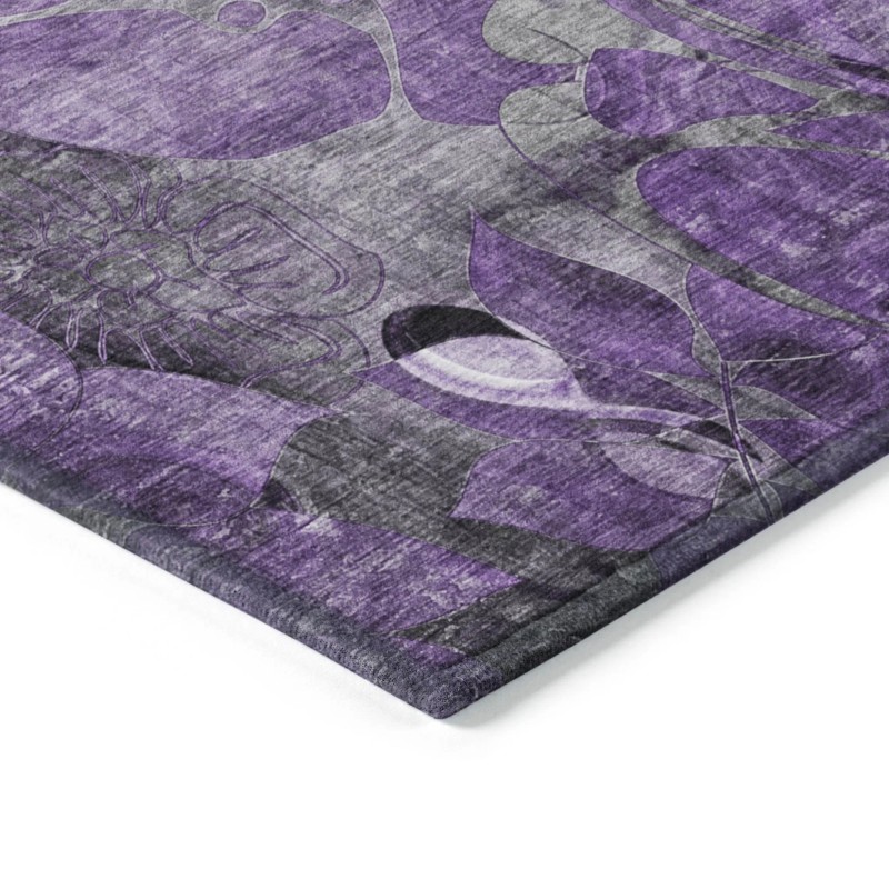 Homeroots 2' X 8' Purple Abstract Washable Indoor Outdoor Runner
