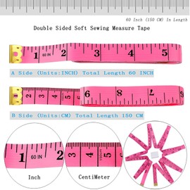 Soft Measuring Tape for Sewing and Body Measurements,2 Pack 60 Inch/150 cm,Rose Red and White(Rose Red & White)
