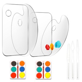 4 Stück Mischpalette Acrylfarben Transparent Malpalette, Fingerloch,Glatte Oberfläche,Komfortable Berührung,Umweltfreundlich,DIY-Handwerk-Malerei,mit 5 Malerei-Zubehör