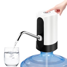 Water Table Pump, Portability Electric Water Pump with USB Data Cable,White Automatic Drinking Water Bottle Pump for Travel, Kitchen, Home, Office