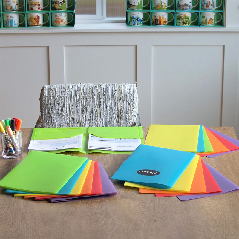 Youngever 6 Pack Heavy Duty Plastic Two Pocket Folders, Rainbow