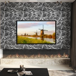 STICKGOO Brushed Silver 3D Wall Panels for Interior Wall Decor, 12''x12'' Diamond Accent Panels for Living Gaming Room, Bedroom, Office, 33 Pack