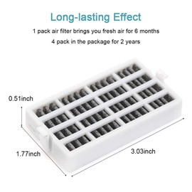 W10311524 4 Pack Air Filter Replacement for Whirlpool Refrigerator 2319308, W10335147, W10335147A, W10335147, W10315189, 1876318, AIR1, AP4538127, AH2580853, EA2580853, PS2580853