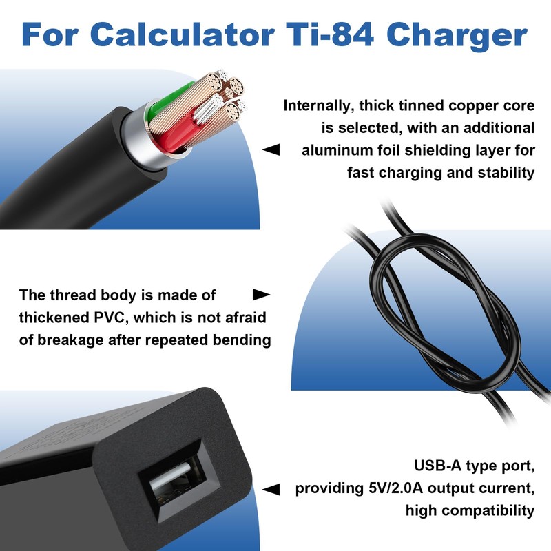 TI 84 Plus CE Charger with Cable: TI-84 Nspire Charging
