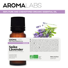 BIO - SPIKE LAVENDER Essential Oil - 10mL - 100% Pure, Natural, Chemotyped and AB Certified - AROMA LABS (French Brand)
