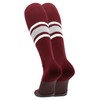 MadSportsStuff Dugout Striped Baseball Socks Pattern E (Maroon/Grey/White, Large)