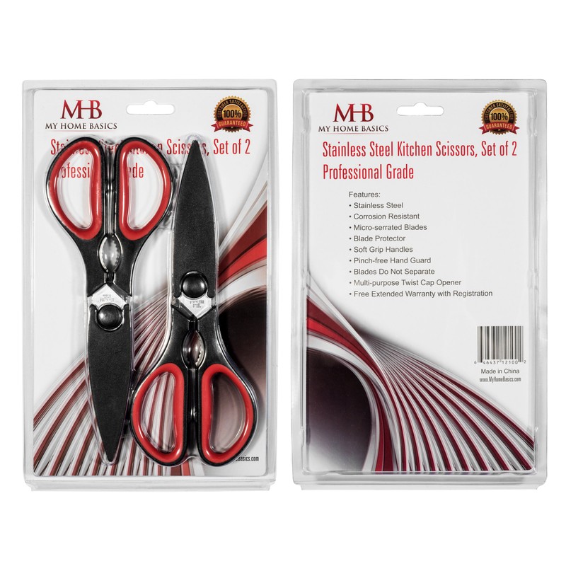 Ultra Sharp Kitchen Cooking Scissors, Heavy Duty, Serrated Stainless Steel
