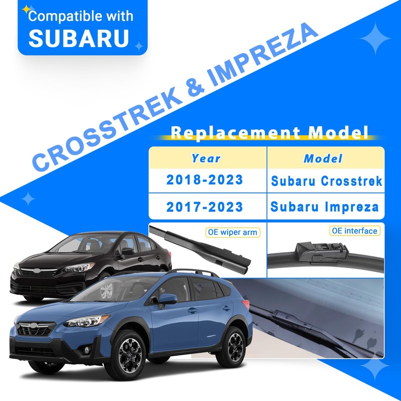 RAINTOK Windshield Wiper Blades Replacement for Subaru Crosstrek Impreza 2017