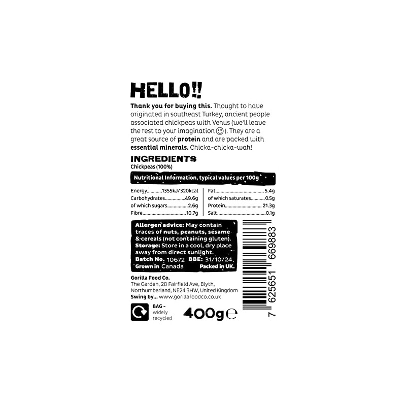 Gorilla Food Co. Chickpeas Dried - 400g